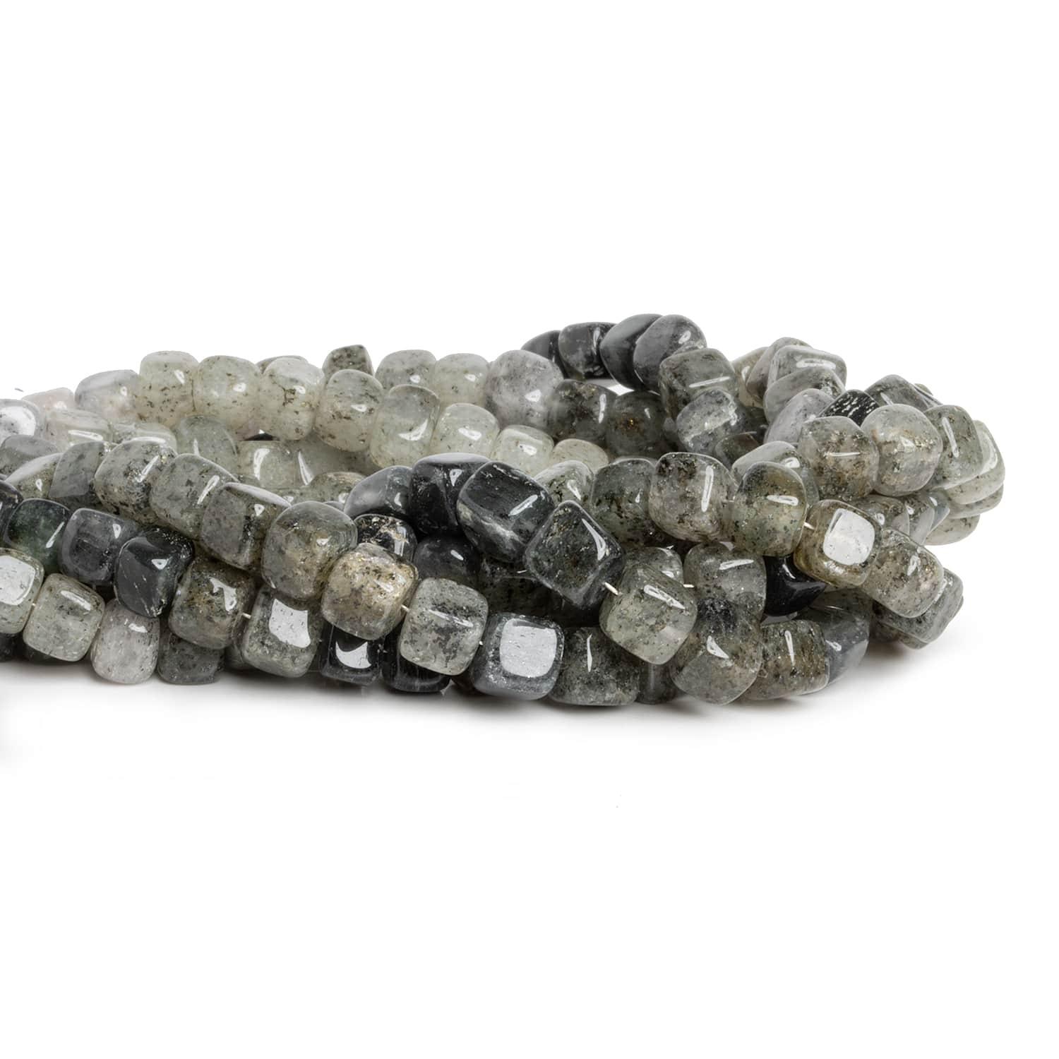 6-8mm Moss Quartz Plain Cubes 16 inch 65 beads - The Bead Traders