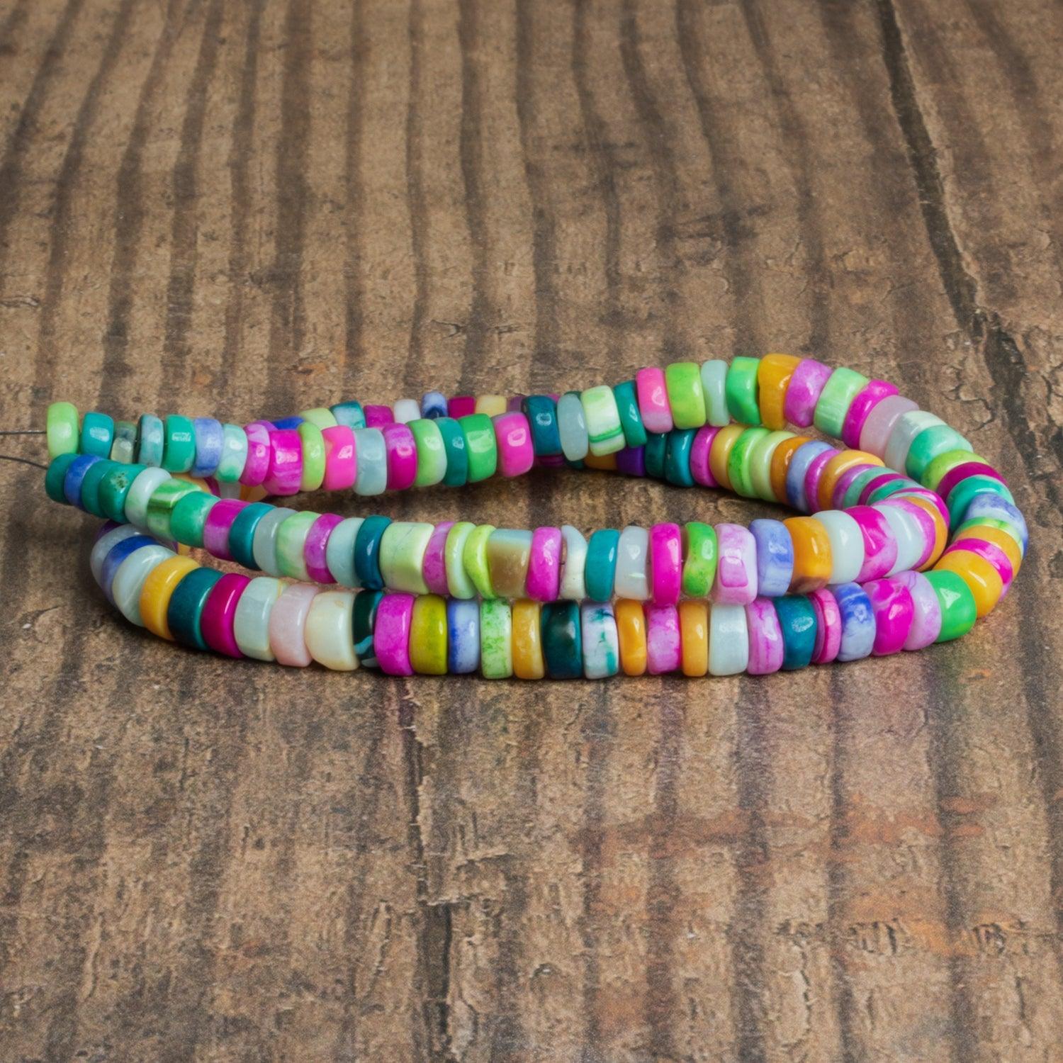 6-8mm Multicolor Opal Plain Heishis 16 inch 135 beads - The Bead Traders