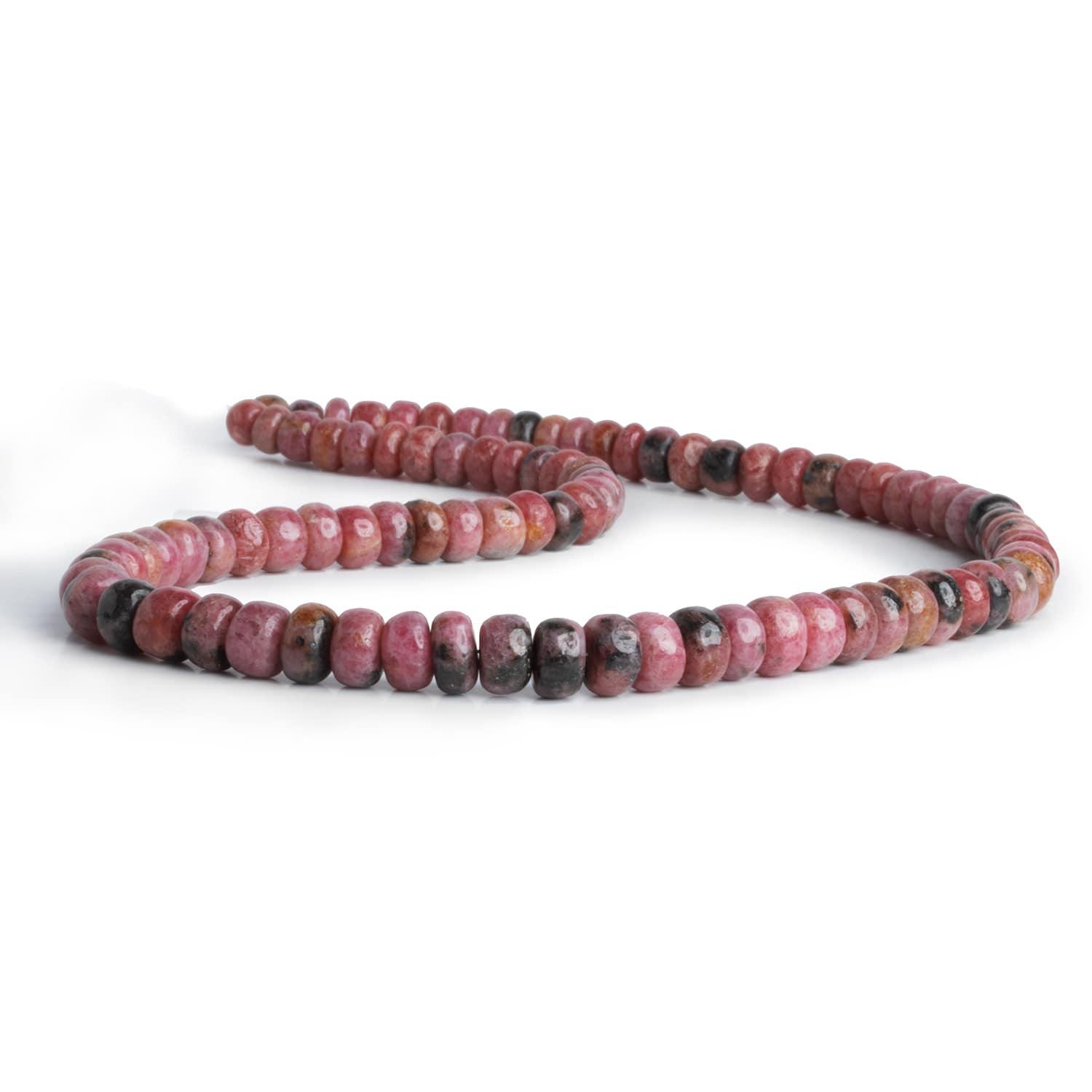 6-8mm Rhodonite Plain Rondelles 16 inch 85 beads - The Bead Traders