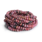 6-8mm Rhodonite Plain Rondelles 16 inch 85 beads - The Bead Traders