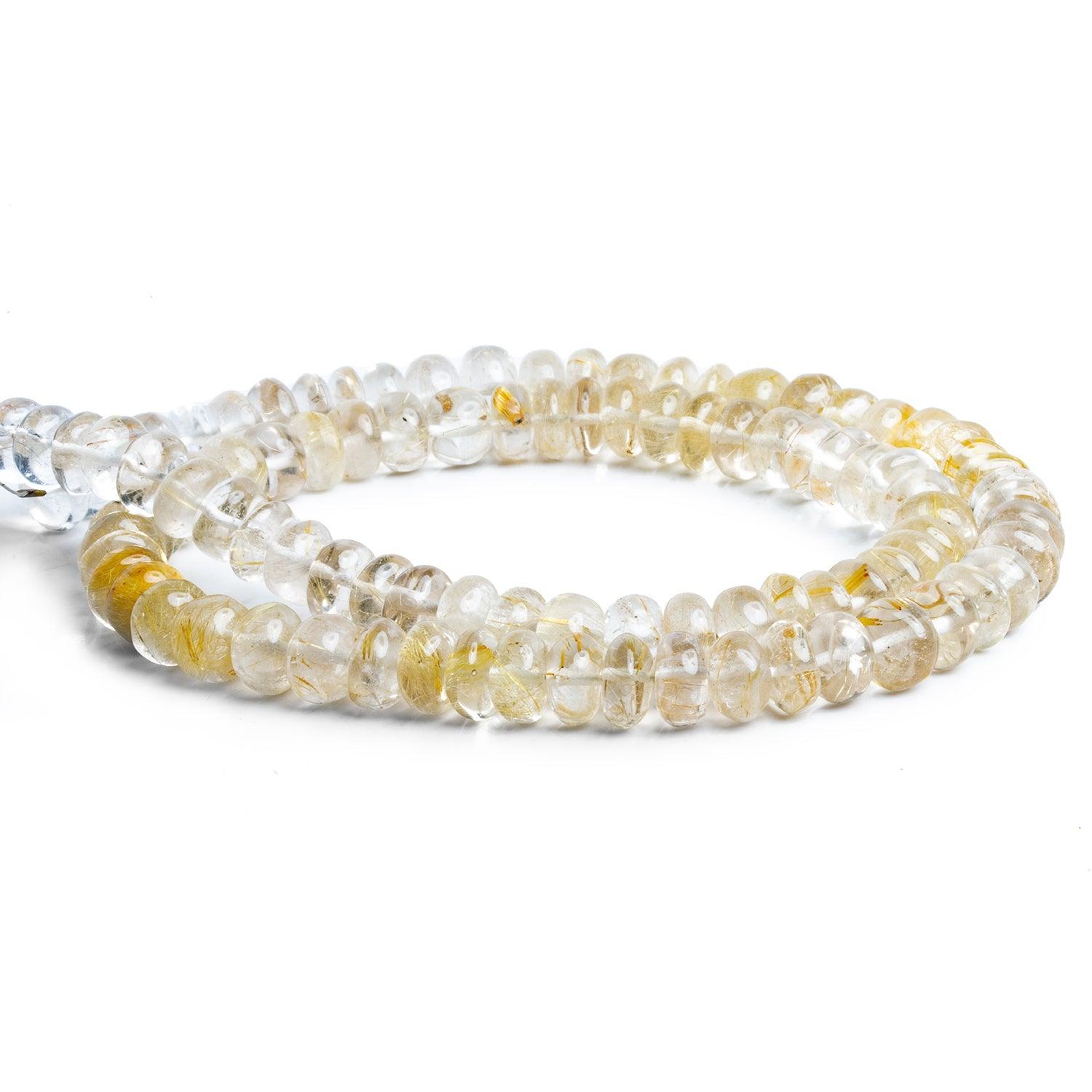 6-8mm Rutilated Quartz Plain Rondelles 16 inch 90 beads - The Bead Traders