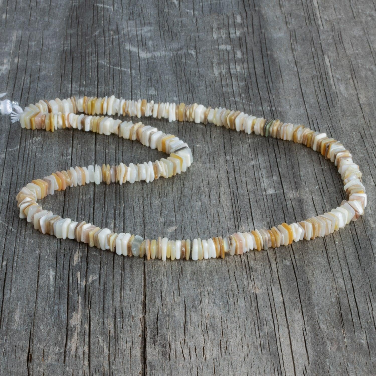 6-8mm Shell Square Heishis 16 inch 160 beads - The Bead Traders