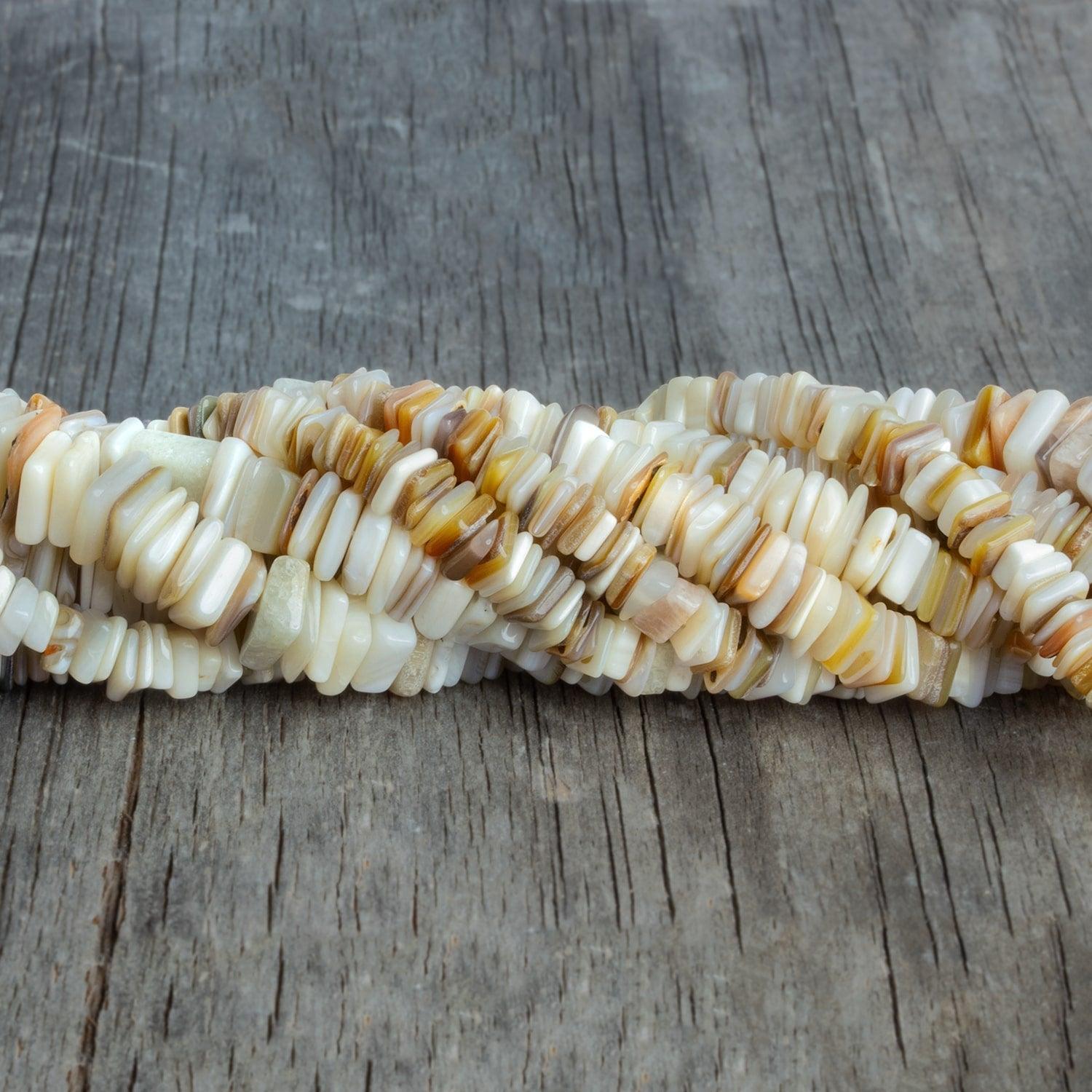 6-8mm Shell Square Heishis 16 inch 160 beads - The Bead Traders