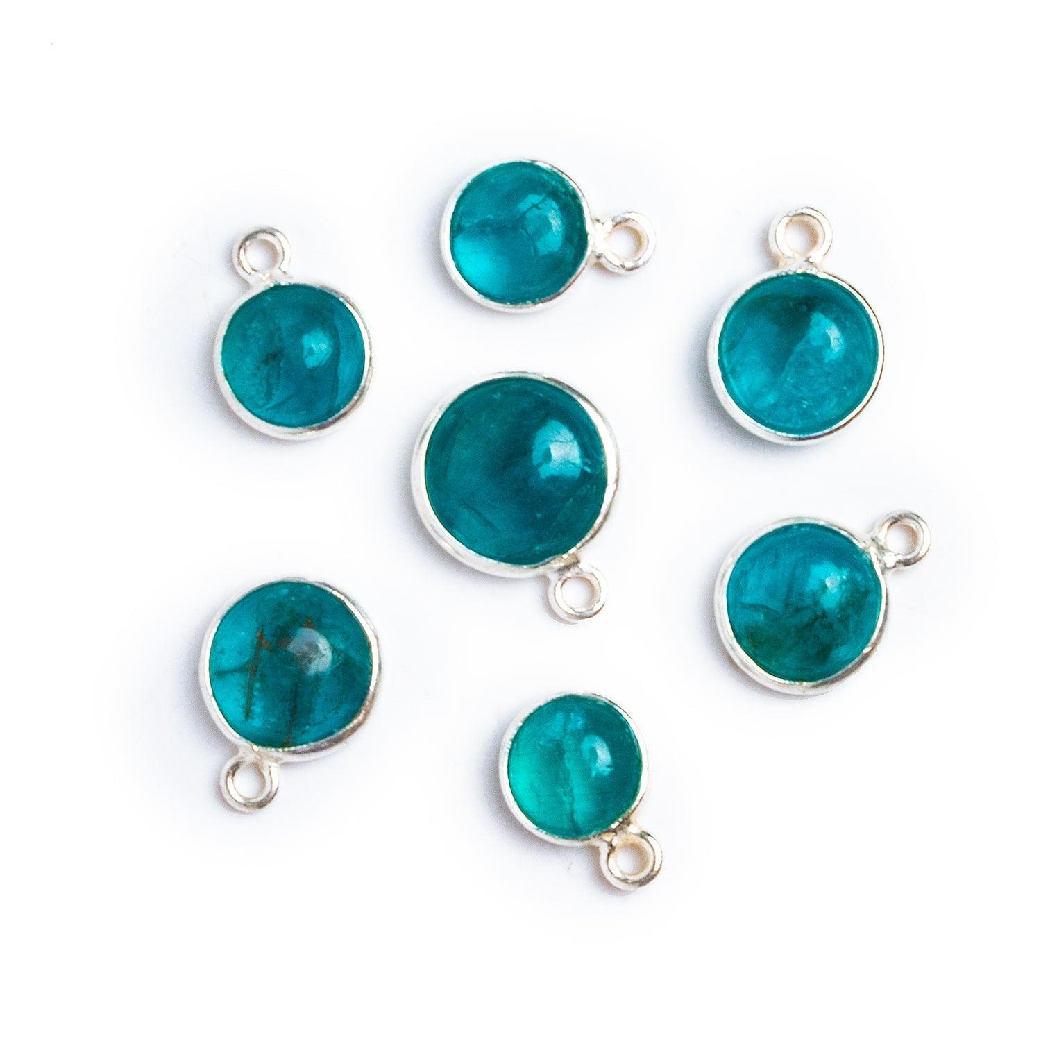 6-8mm Silver Bezeled Apatite Coin Pendant 1 Bead - The Bead Traders