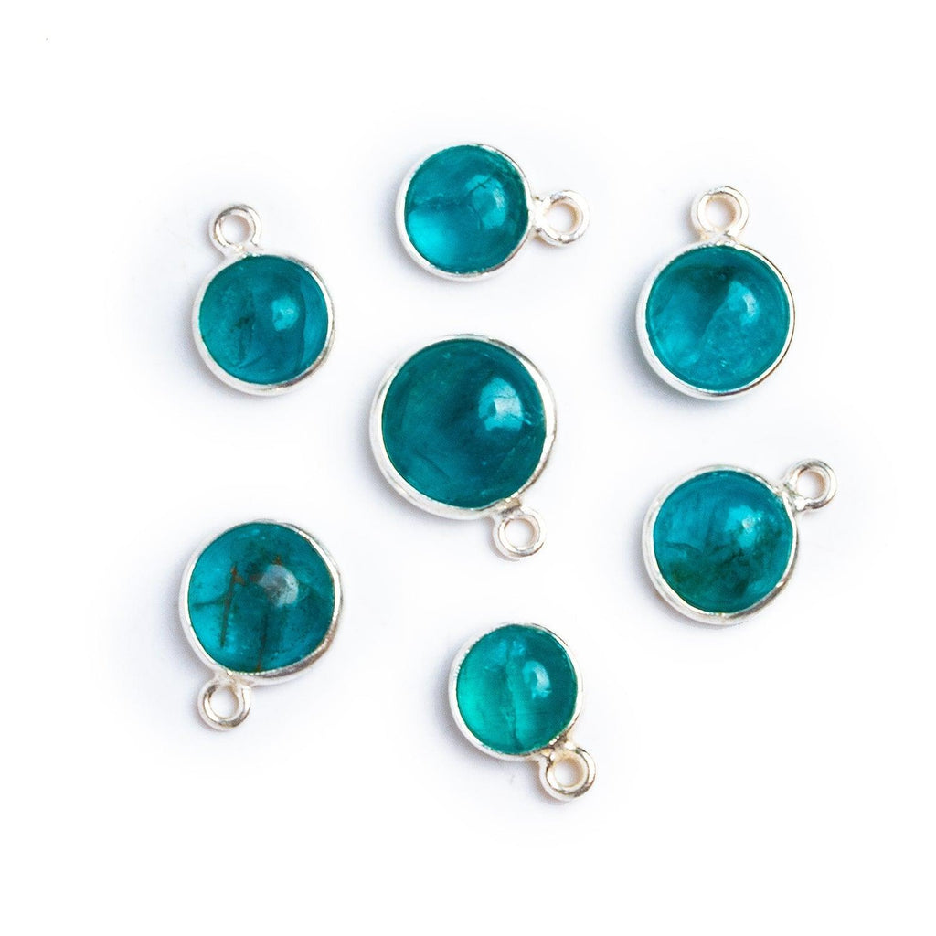 6-8mm Silver Bezeled Apatite Coin Pendant 1 Bead - The Bead Traders
