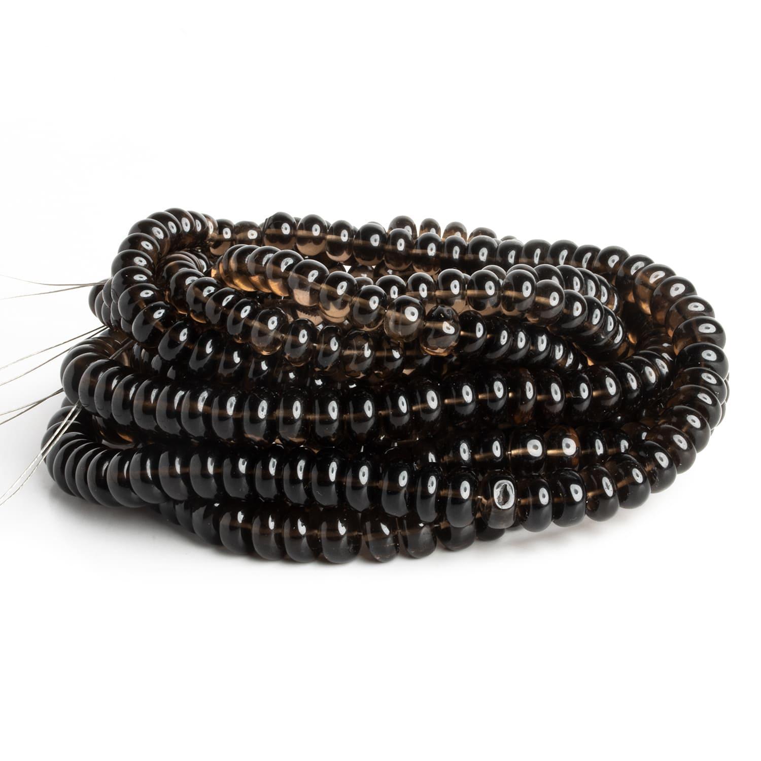 6-8mm Smoky Quartz Plain Rondelles 16 inch 85 beads - The Bead Traders