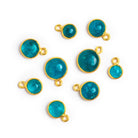 6-8mm Vermeil Bezeled Apatite Coin Pendant 1 Bead - The Bead Traders
