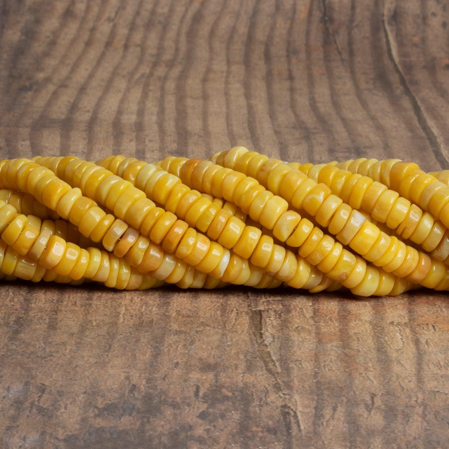 6-8mm Yellow Opal Plain Heishis 16 inch 135 beads - The Bead Traders