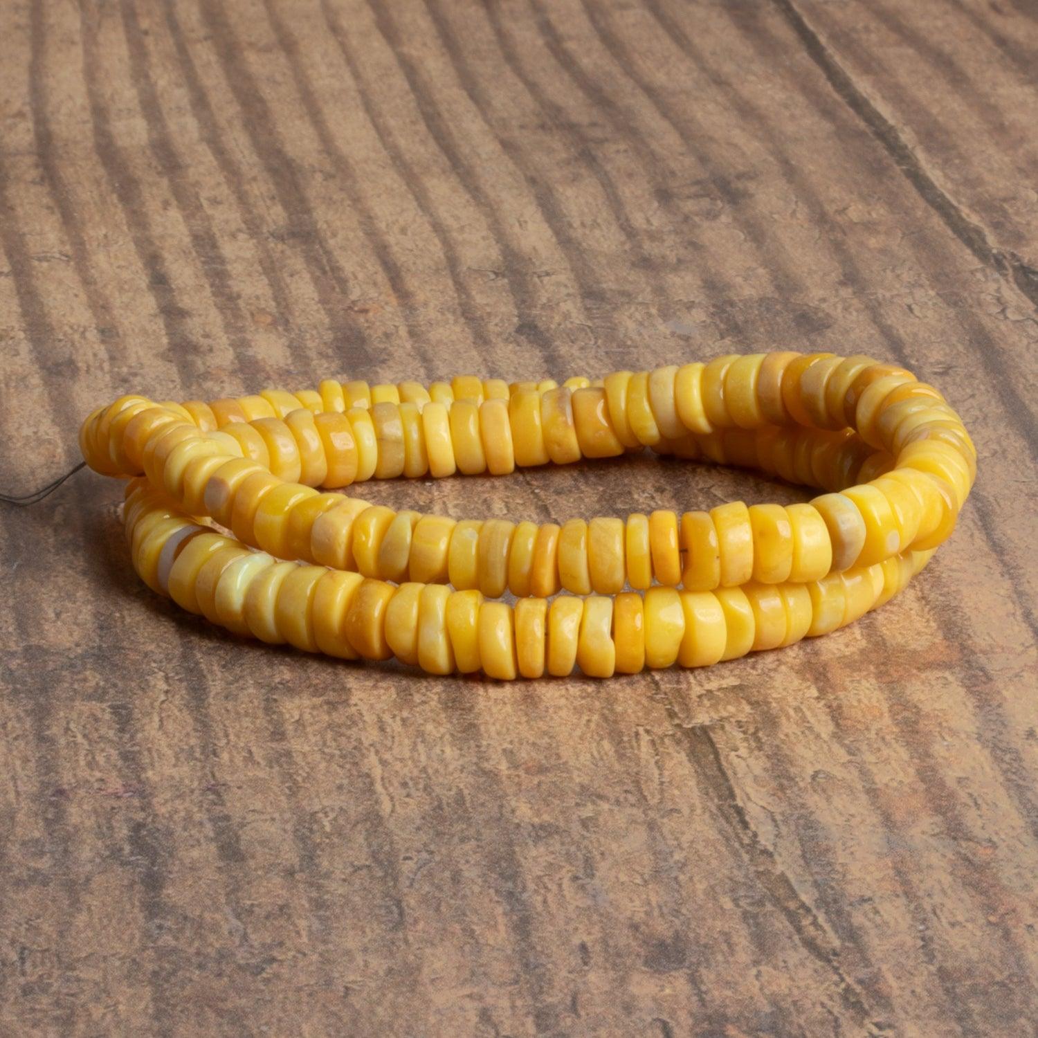 6-8mm Yellow Opal Plain Heishis 16 inch 135 beads - The Bead Traders