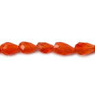 6-9mm Carnelian Faceted Straight Drilled Teardrop Beads, 14 inch - The Bead Traders
