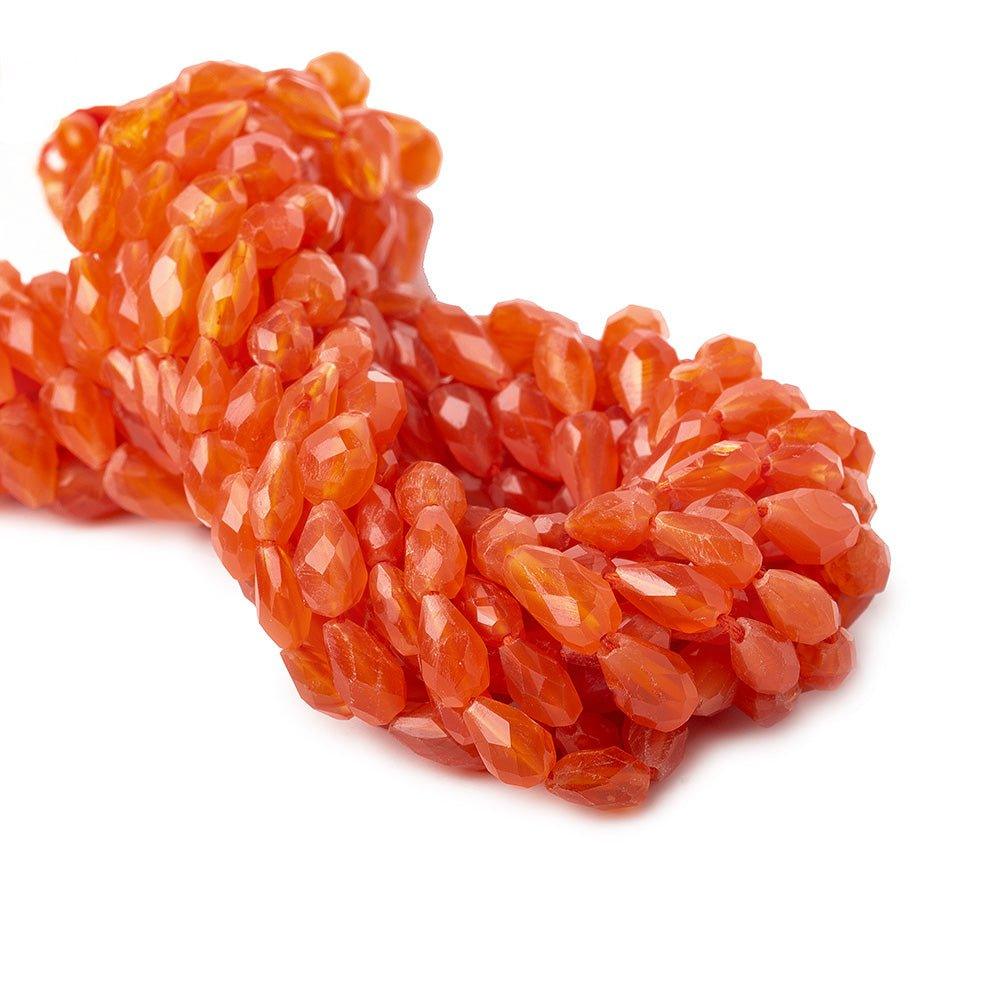 6-9mm Carnelian Faceted Straight Drilled Teardrop Beads, 14 inch - The Bead Traders