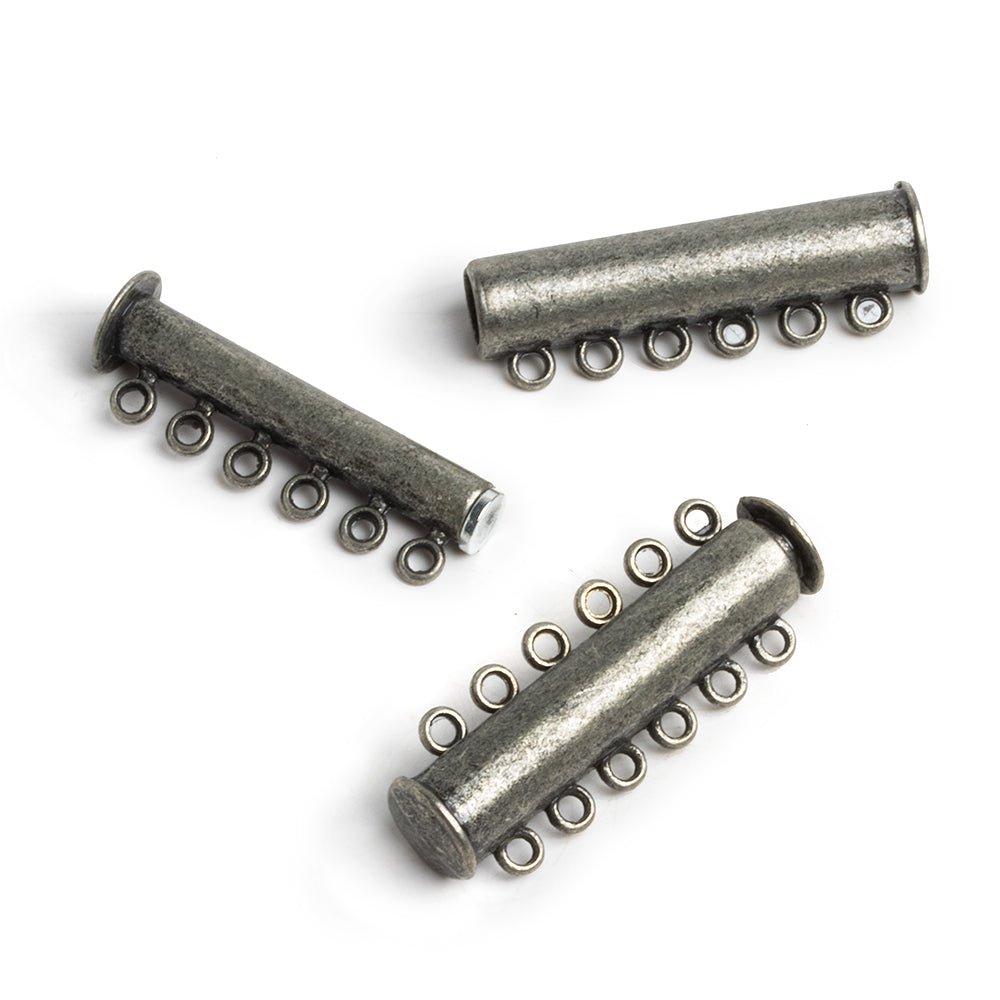 6 Ring Pewter-tone Magnetic Barrel Clasp 1 piece - The Bead Traders