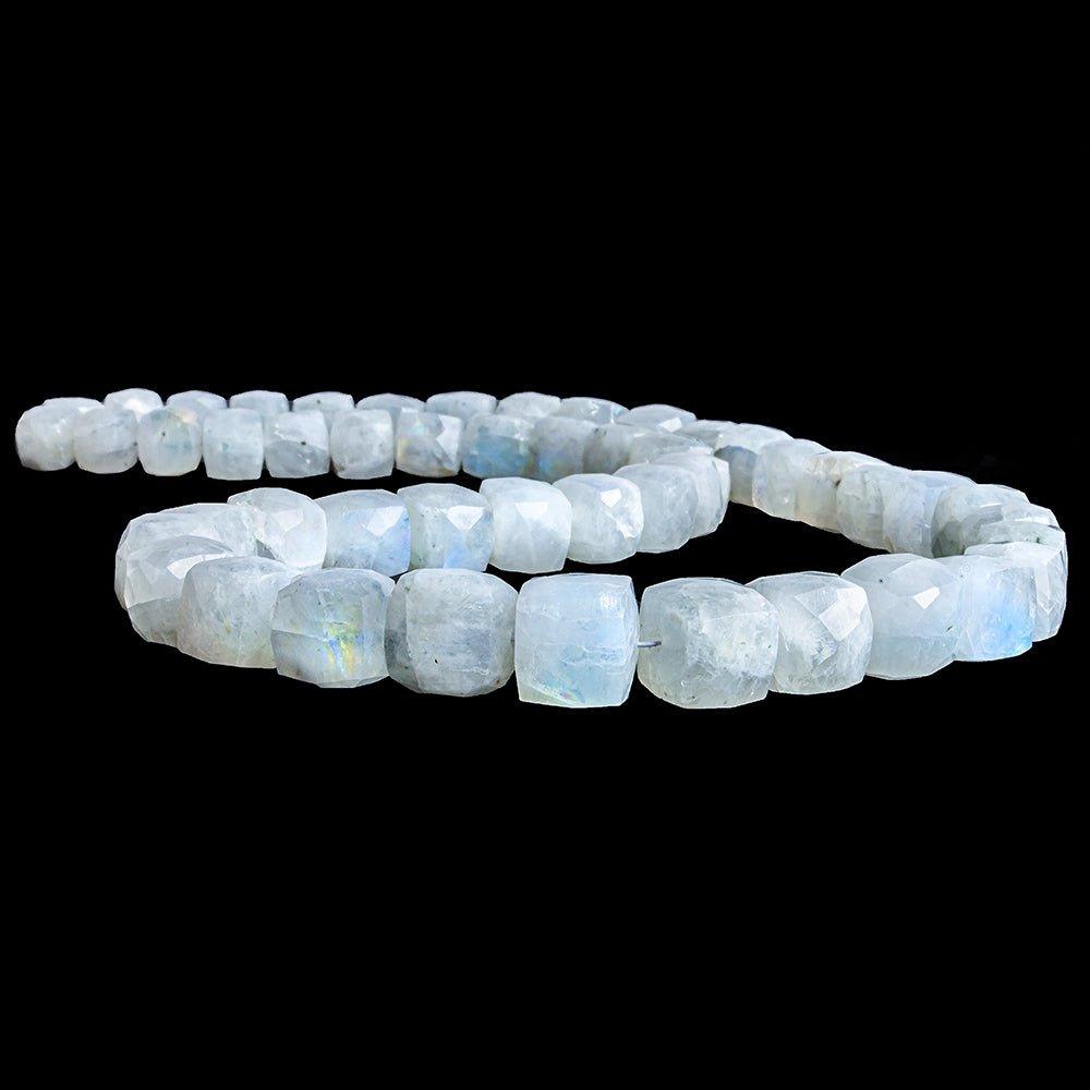 6.5-10mm Rainbow Moonstone faceted cubes 16 inch 49 beads - The Bead Traders