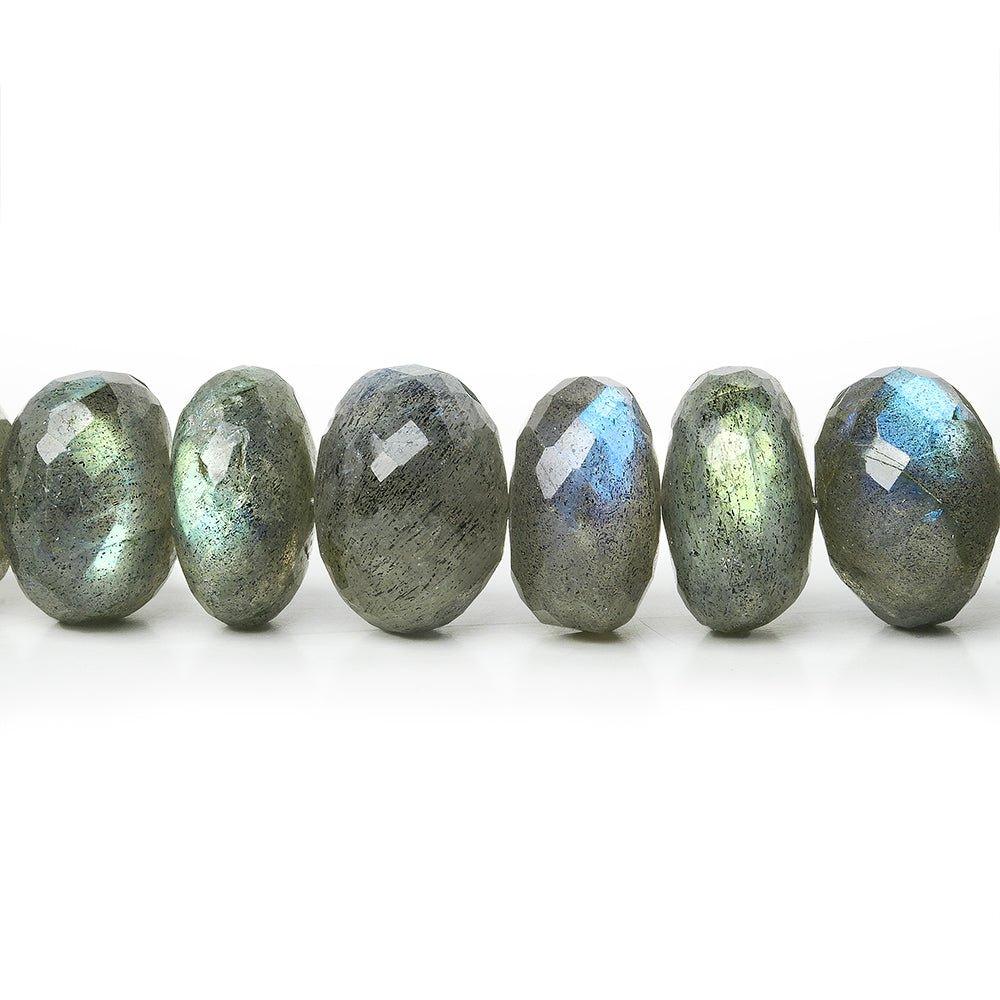 6.5-11mm Labradorite Faceted Rondelle Beads 15 inch 73 pieces - The Bead Traders