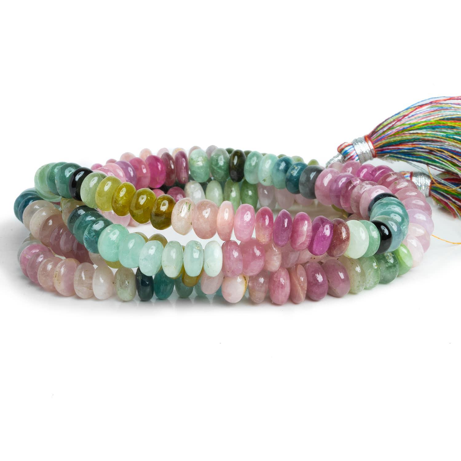 6.5-7.5mm Afghani Tourmaline Plain Rondelle Beads 15 inch 105 pieces - The Bead Traders