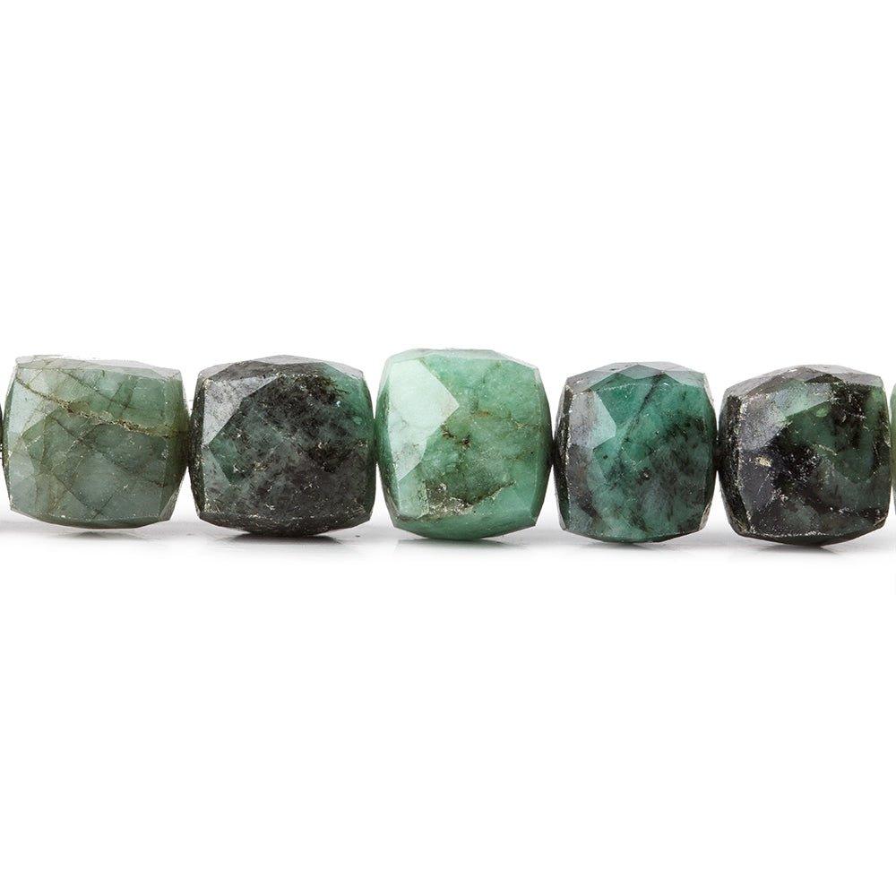 6.5-7.5mm Emerald faceted cubes 8 inch 28 beads - The Bead Traders