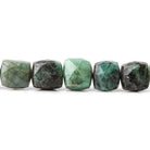 6.5-7.5mm Emerald faceted cubes 8 inch 28 beads - The Bead Traders