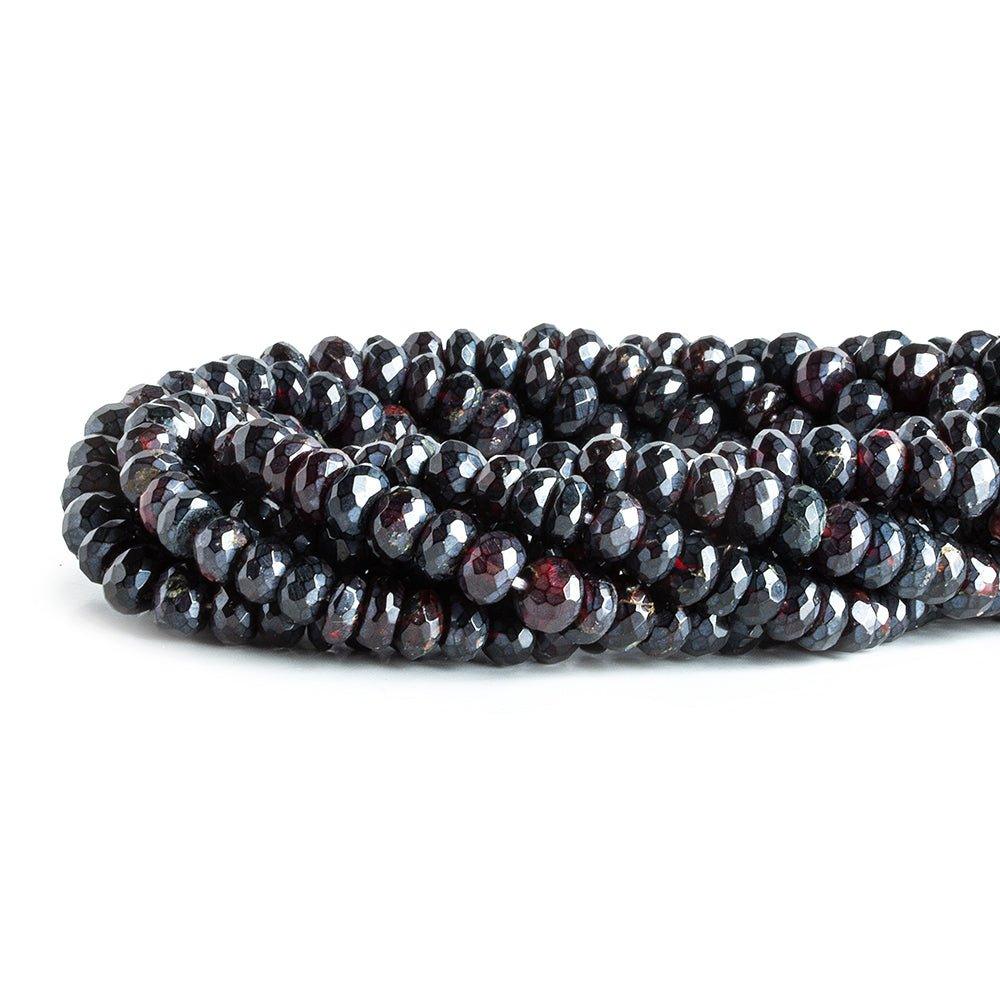6.5-7.5mm Metallic Garnet faceted rondelle beads 13 inch 90 pieces - The Bead Traders