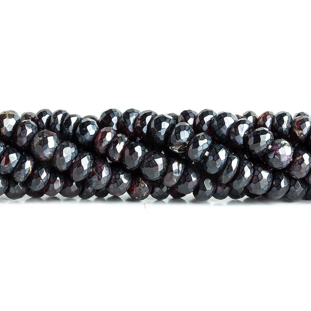 6.5-7.5mm Metallic Garnet faceted rondelle beads 13 inch 90 pieces - The Bead Traders