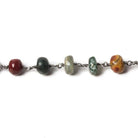 6.5-7.5mm Multi Gemstone rondelle Black Gold Chain by the foot - The Bead Traders