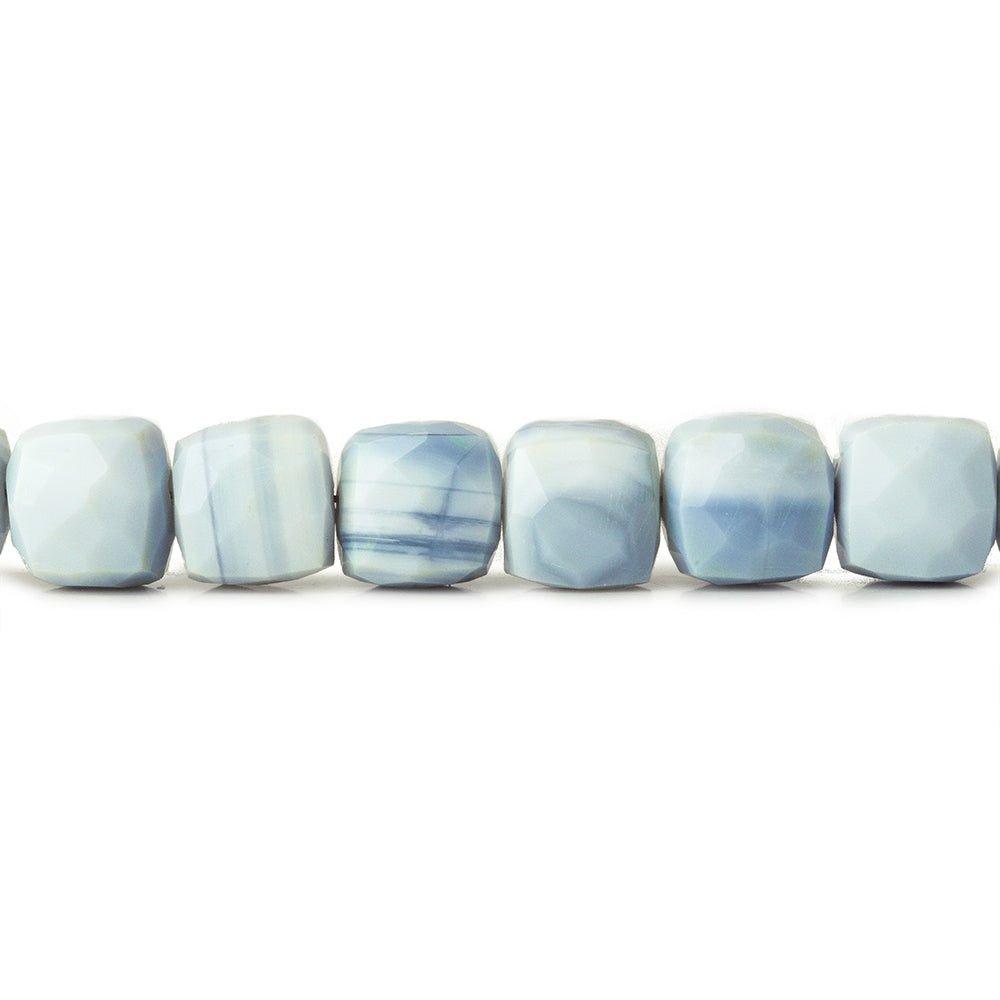 6.5-7.5mm Owyhee Blue Opal faceted cubes 8 inch 27 beads - The Bead Traders