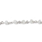 6.5-7.5mm Rainbow Moonstone rondelle Linked Silver Chain by the foot 24 beads - The Bead Traders