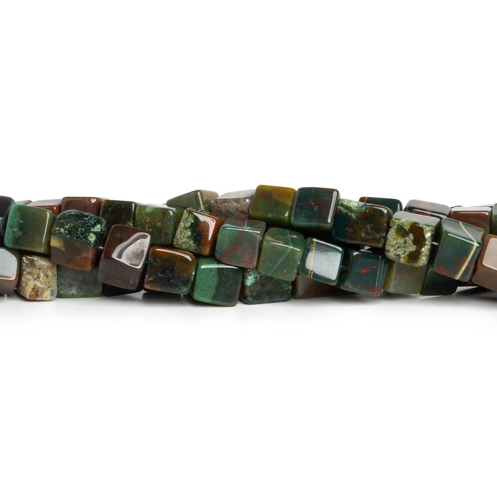 6.5-7mm Jasper Handcut Cubes 16 inch 53 beads - The Bead Traders