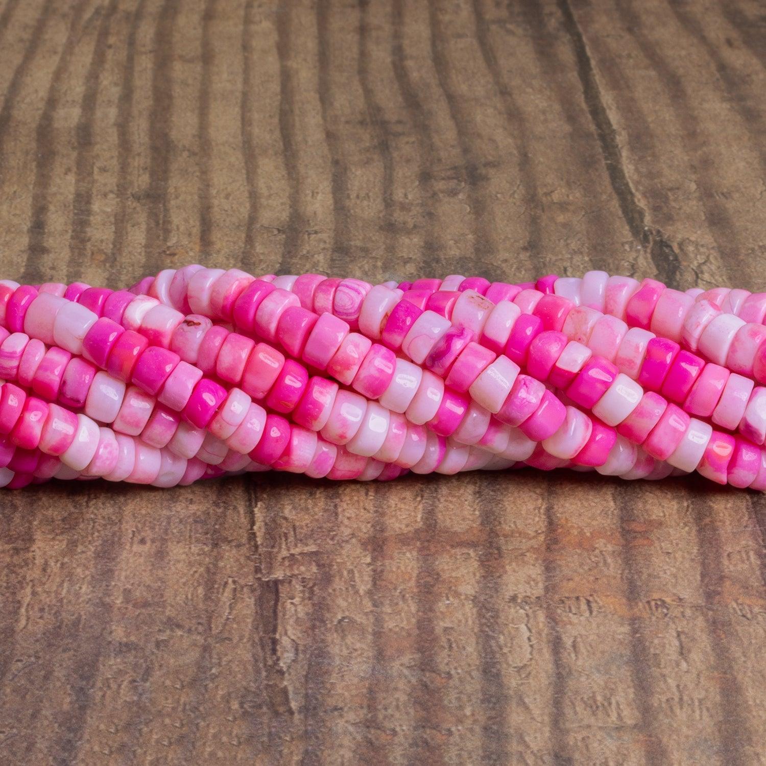 6.5-7mm Neon Pink Opal Plain Heishis 16 inch 105 beads - The Bead Traders