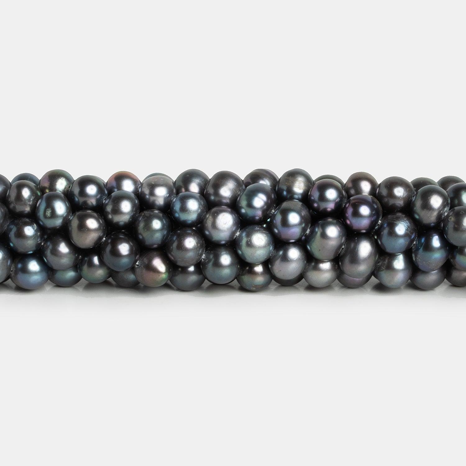 6.5-7mm Steel Peacock Baroque Pearls 15 inch 64 beads - The Bead Traders