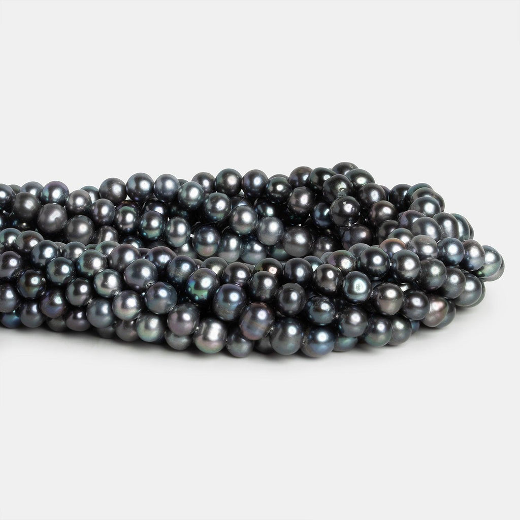 6.5-7mm Steel Peacock Baroque Pearls 15 inch 64 beads - The Bead Traders