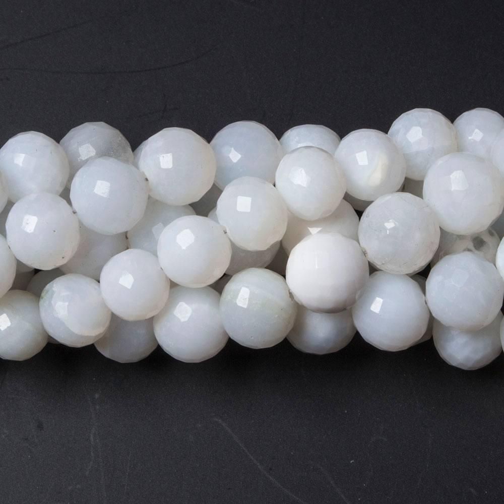 6.5-7mm White Opal faceted round beads 8 inches 28 pieces - The Bead Traders
