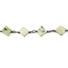 6.5-8mm Lemon Chrysoprase plain square Black Gold Chain sold by the foot - The Bead Traders