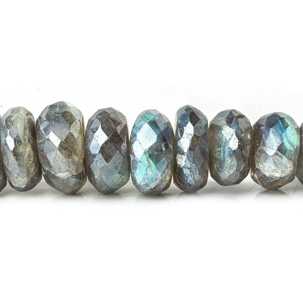 6.5-9.5mm Mystic Labradorite faceted rondelle beads 7.5 inch 45 pieces - The Bead Traders