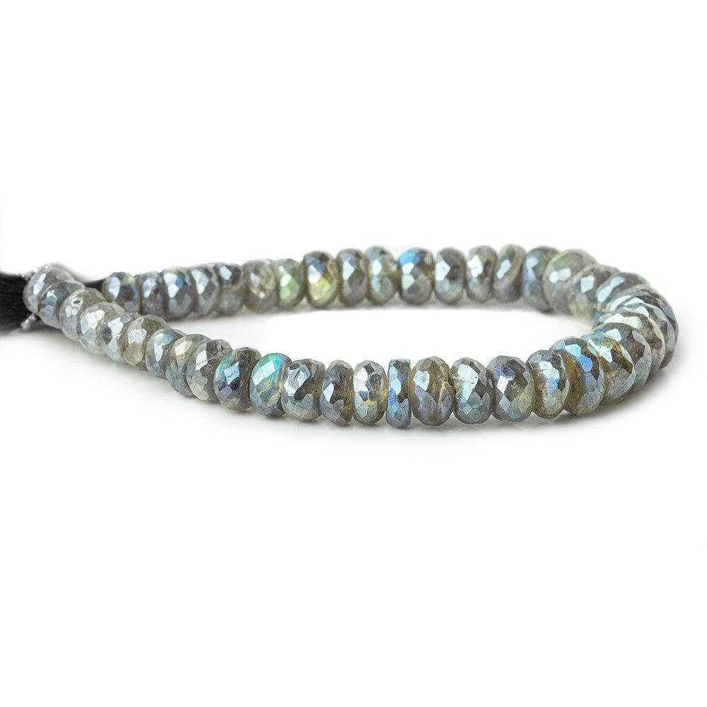6.5-9.5mm Mystic Labradorite faceted rondelle beads 7.5 inch 45 pieces - The Bead Traders