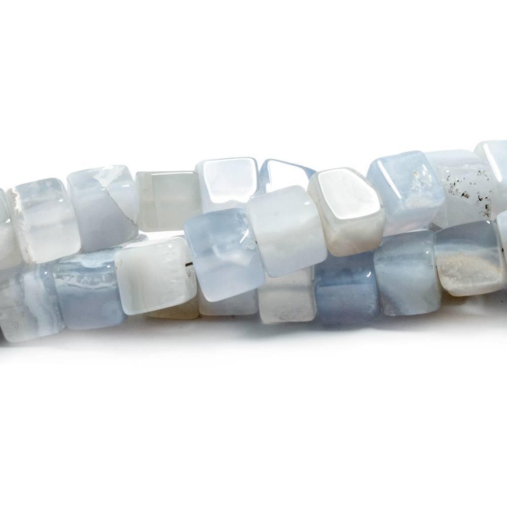 6.5-9mm Blue Lace Agate Plain Cube Beads - The Bead Traders