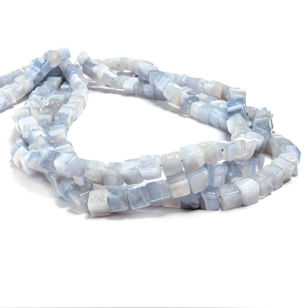 6.5-9mm Blue Lace Agate Plain Cube Beads - The Bead Traders