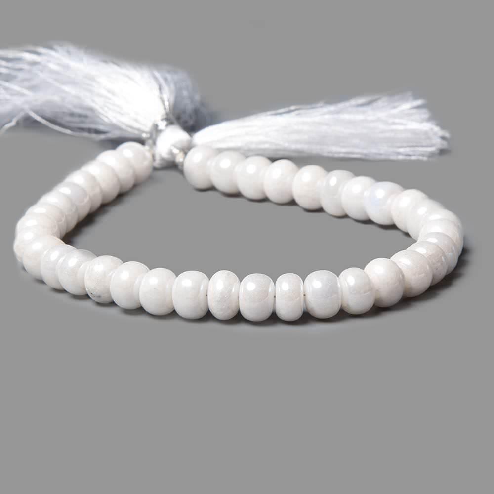 6.5-9mm Mystic White Quartz plain rondelle beads 8 inch 32 pieces - The Bead Traders