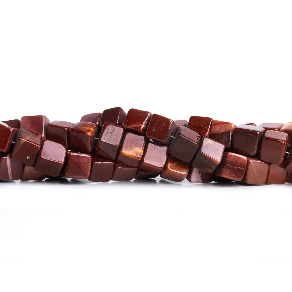 6.5mm-7.5mm Moukaite Jasper Plain Cube Beads 8 inch 29 pieces - The Bead Traders