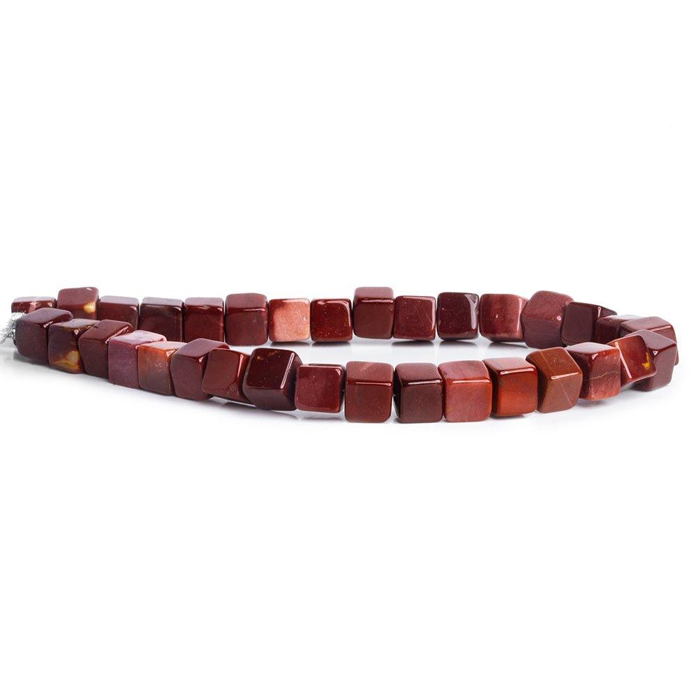 6.5mm-7.5mm Moukaite Jasper Plain Cube Beads 8 inch 29 pieces - The Bead Traders