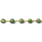 6.5mm-7mm Ruby in Fuschite Round Gold plated Chain 24 pieces - The Bead Traders