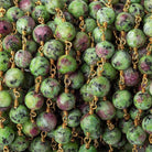 6.5mm-7mm Ruby in Fuschite Round Gold plated Chain 24 pieces - The Bead Traders
