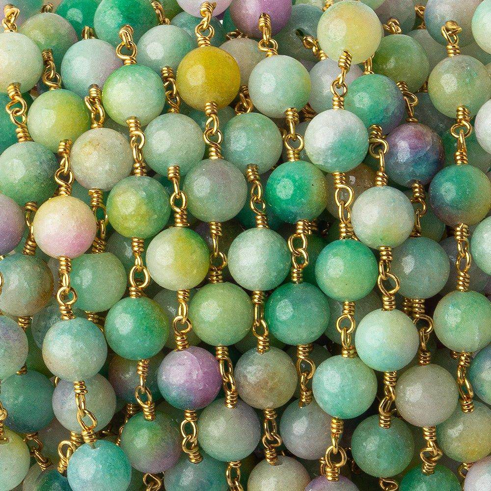 6.5mm-7mm Spring Agate Plain Round Silver plated Chain by the foot 23 pieces - The Bead Traders