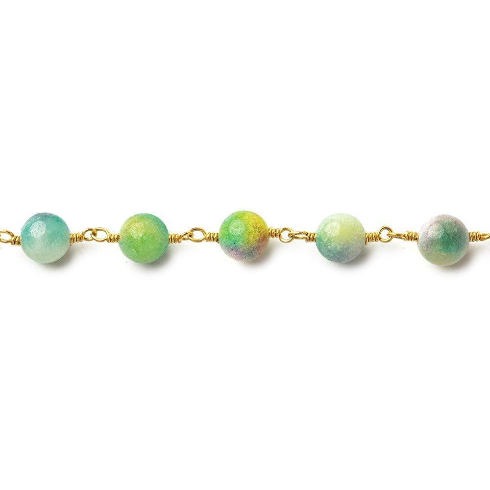 6.5mm-7mm Spring Agate Plain Round Silver plated Chain by the foot 23 pieces - The Bead Traders