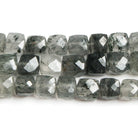 6.5mm Black Tourmalinated Quartz faceted cube beads 8 inch 27 pieces - The Bead Traders