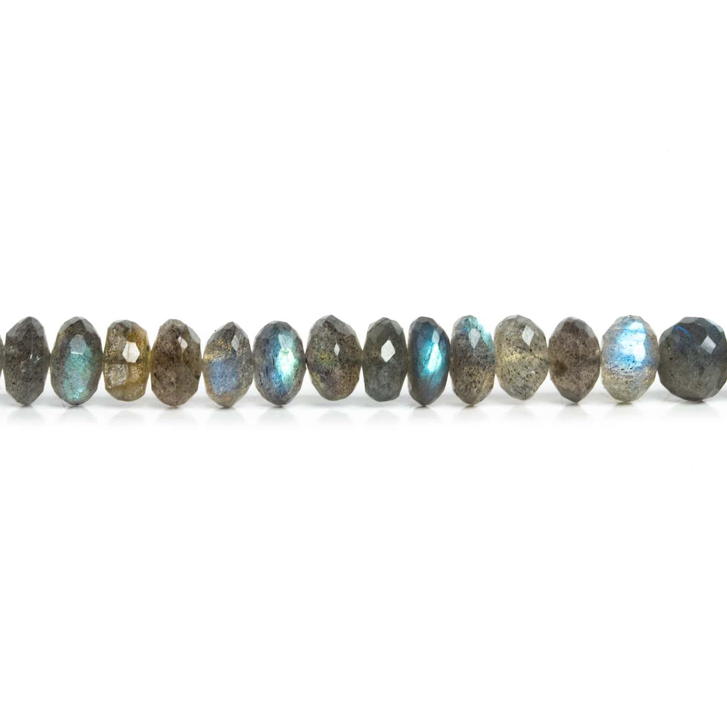 6.5mm Labradorite Faceted Rondelles 9.5 inch 60 beads - The Bead Traders