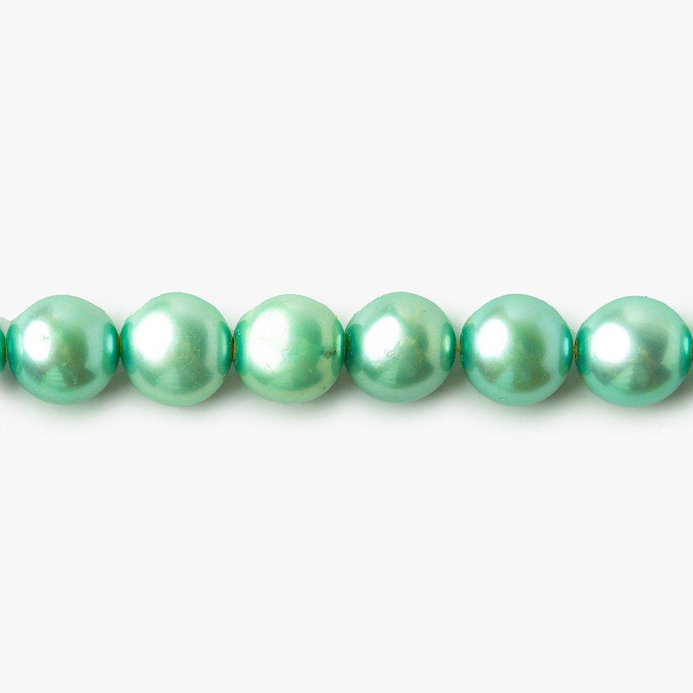6.5mm Lime Green Button Freshwater Pearls 16 inches 62 pieces - The Bead Traders