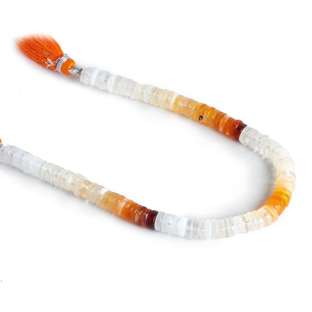 6.5mm Mexican Fire Opal Heishis 8 inch 110 beads - The Bead Traders
