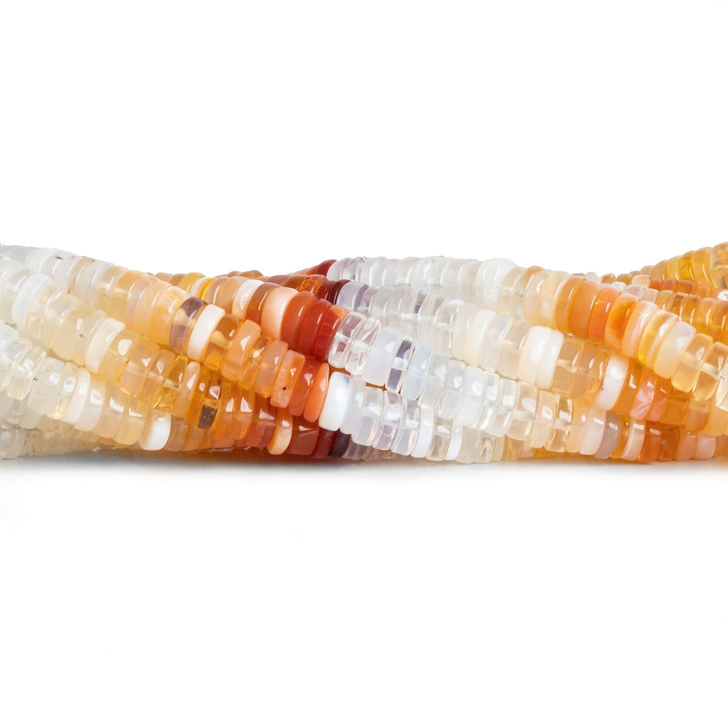6.5mm Mexican Fire Opal Heishis 8 inch 110 beads - The Bead Traders