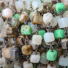 6.5mm Multi Gemstone plain cube Black Gold plated Chain by the foot - The Bead Traders