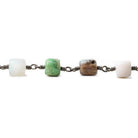 6.5mm Multi Gemstone plain cube Black Gold plated Chain by the foot - The Bead Traders